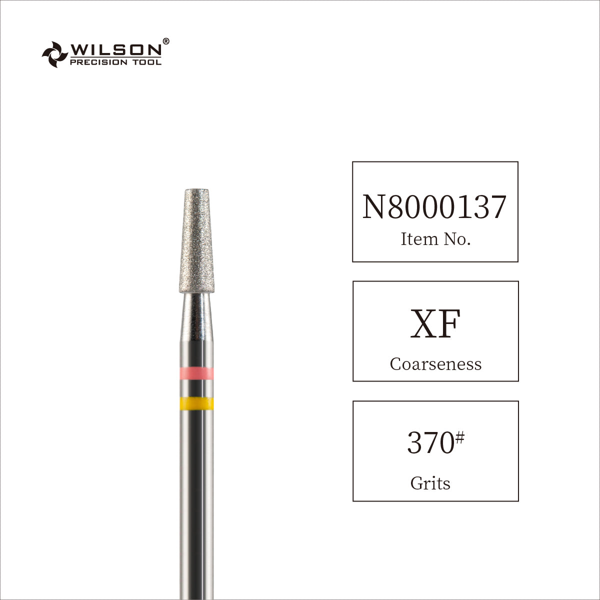 WILSON 천연 다이아몬드 비트 - φ2.5 순 테이퍼 플랫  네일드릴 비트.  2.35mm 샹크 테이퍼형 큐티클 제거용 초보 네일리스트 추천 비트